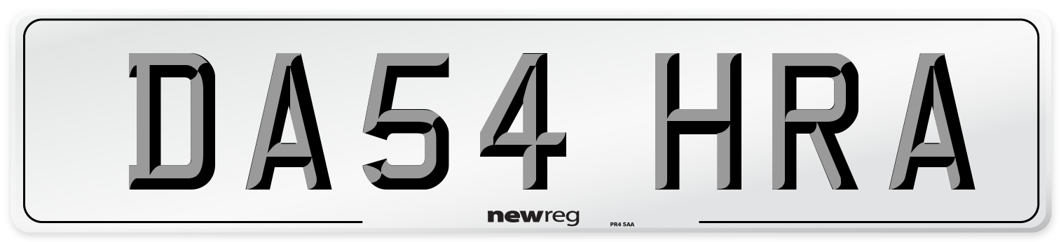 DA54 HRA Number Plate from New Reg